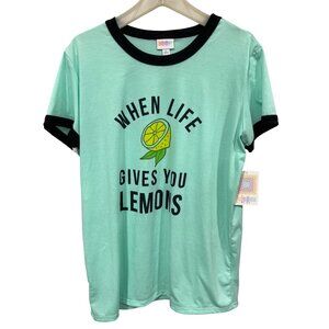 LuLaRoe When Life Gives You Lemons Graphic Tee Sz L Short Sleeve Mint Green NEW